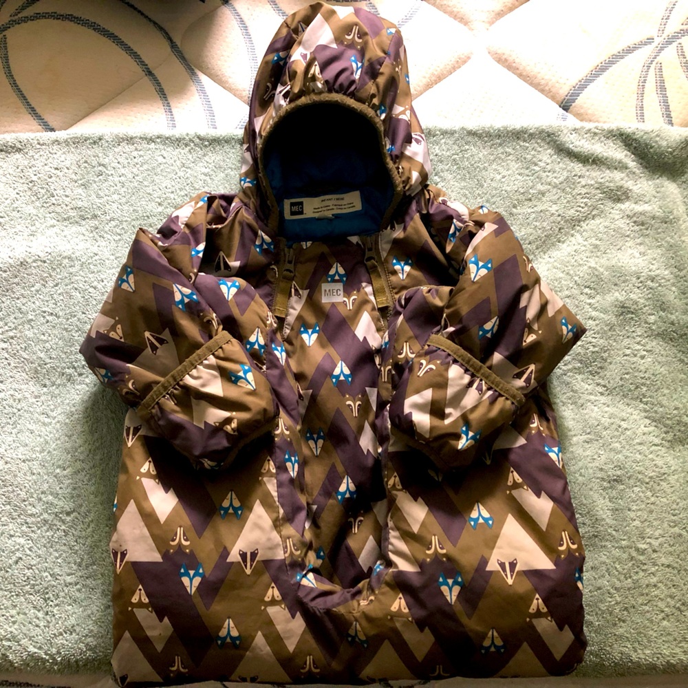 Mountain Equipment Co-op MEC toddler 18 mos fox snowsuit bunting